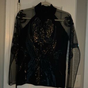 Black Sheer SEXY Long Sleeve Top, Pullover by INC from Dillards.  Size M